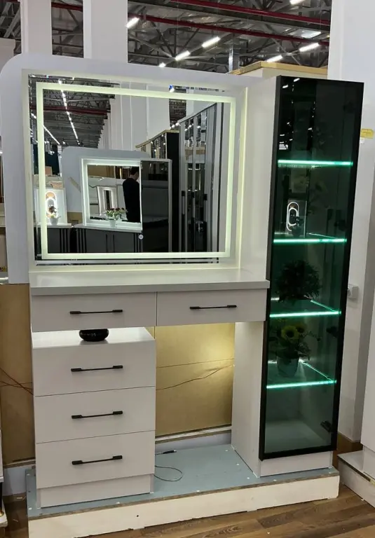 Modern White Bedroom Set | Karavot + Shkaf + LED Pardoz Stoli + Tumba